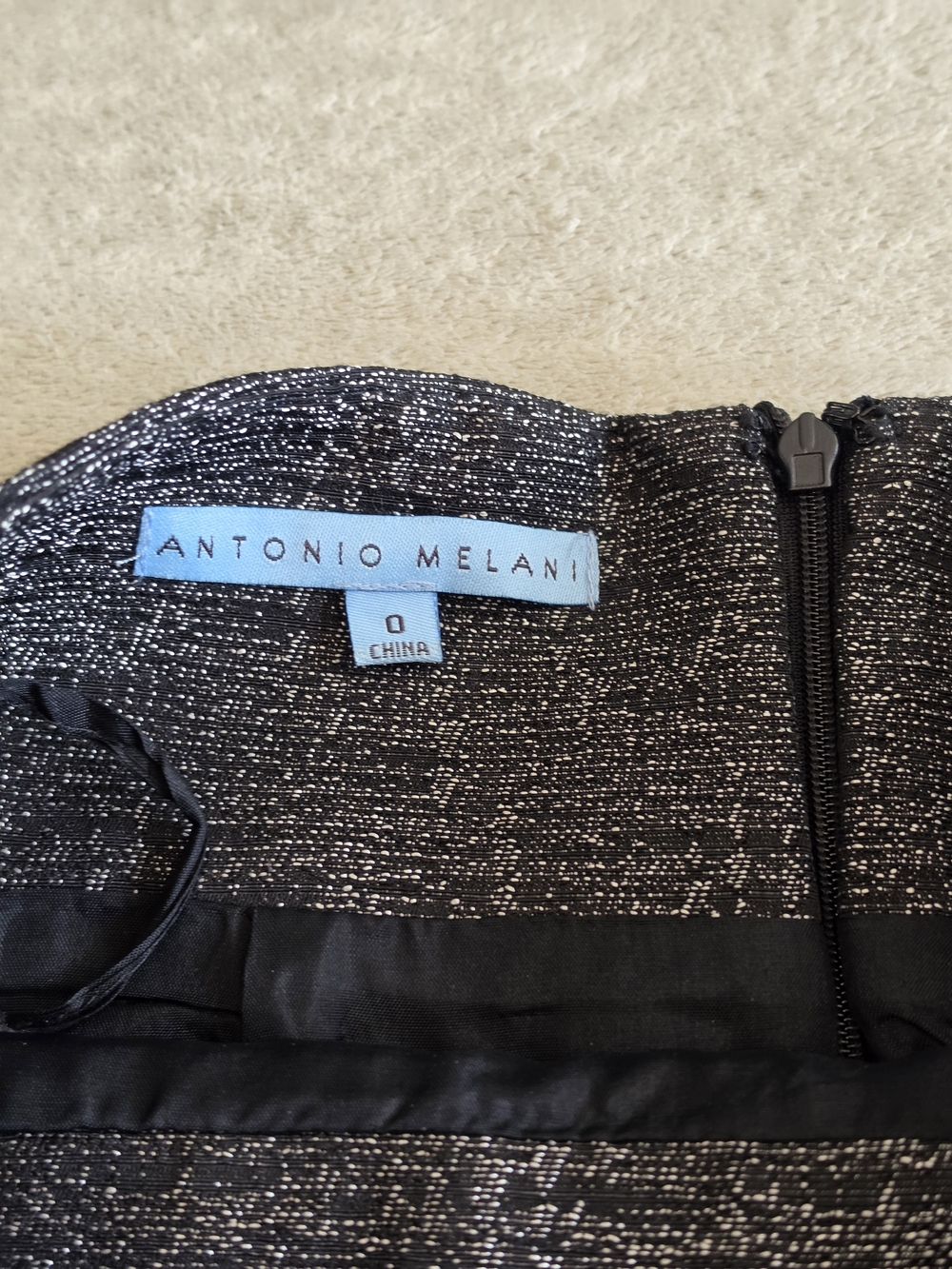 ANTONIO MELANI Black and Charcoal Two-Piece Skirt Suit - Picture 13 of 14